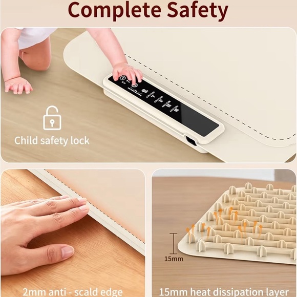 New Warming Mat for Food - Electric Silicone Food Warming Tray for Buffet, Beige - Picture 6 of 9